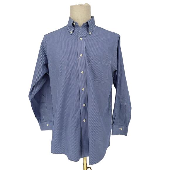 Brooks Brothers Blue White Vertical Stripe Button Down Dress Shirt Men’s 15.5 - Picture 1 of 6